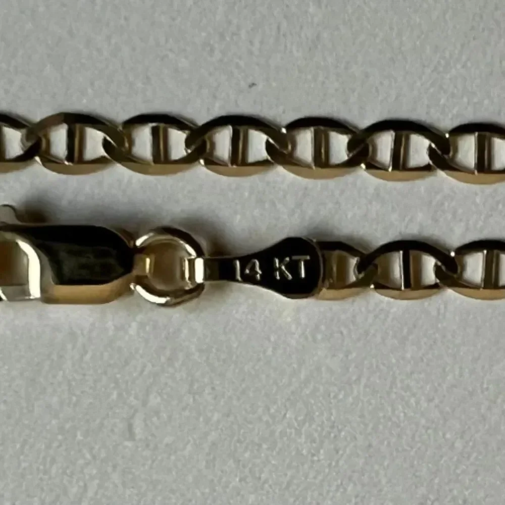 14K Real Gold chain 2.7 mm flat mariner chain Bracelet | Birthday gift |